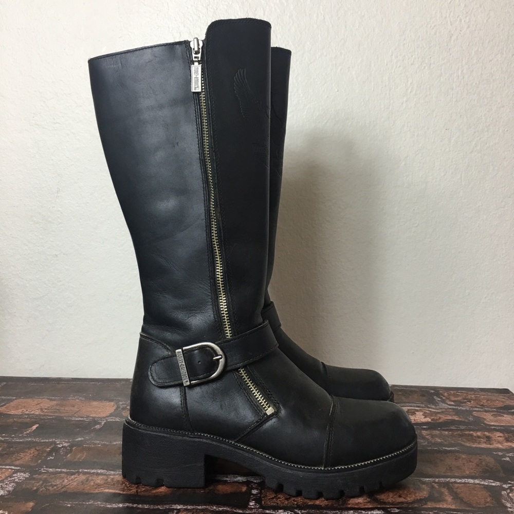 Black Leather Knee-High Boots